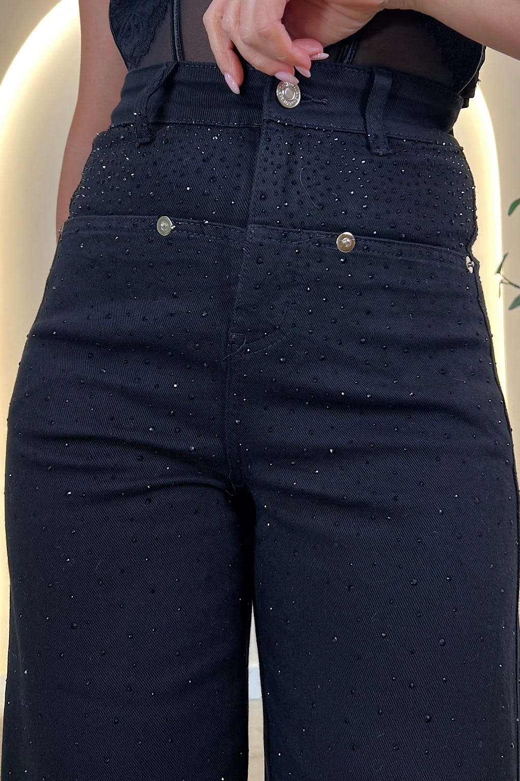 PANTALON CRISTALES BLACK