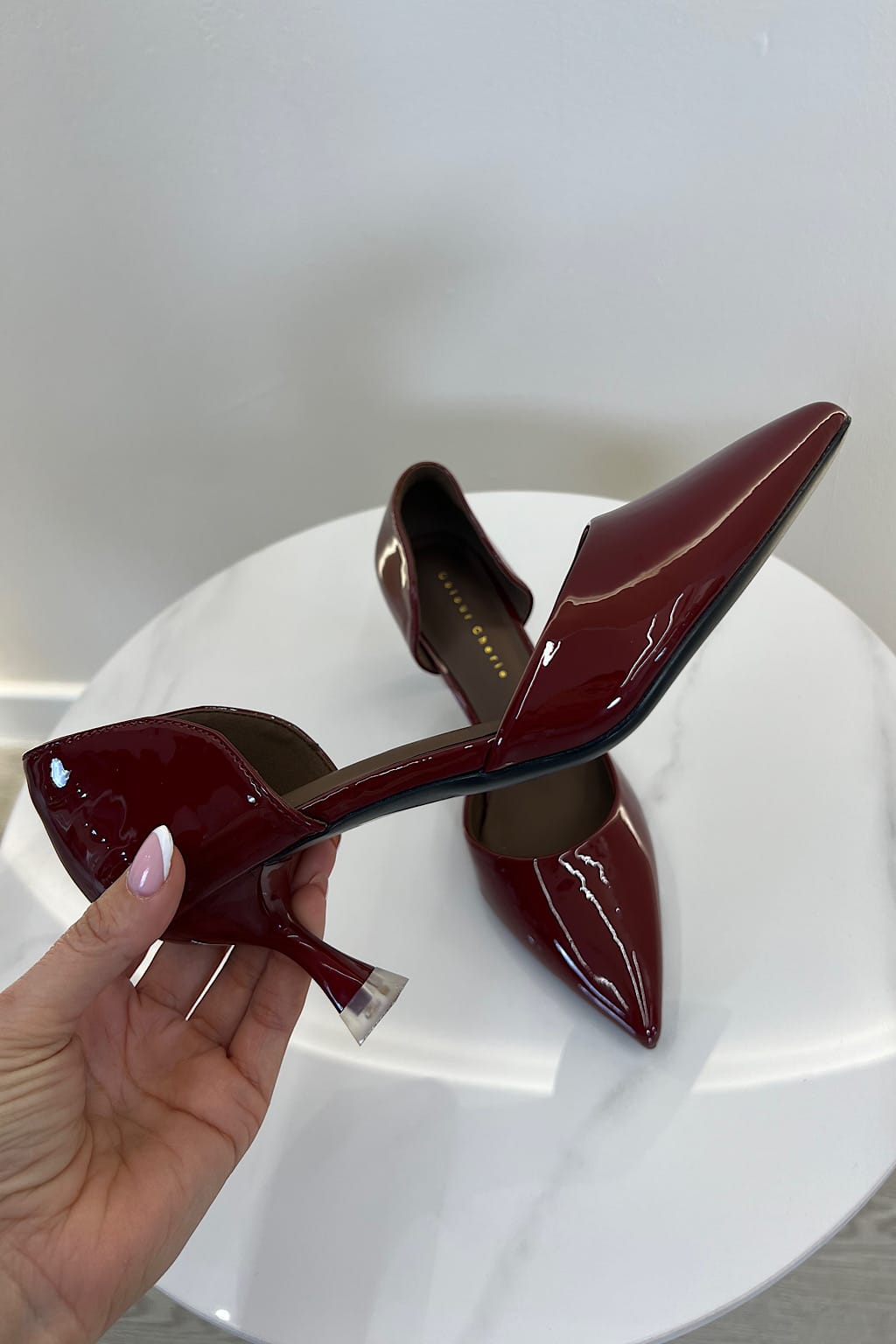 CHAUSSURE À TALON BOURGOGNE VERNIE