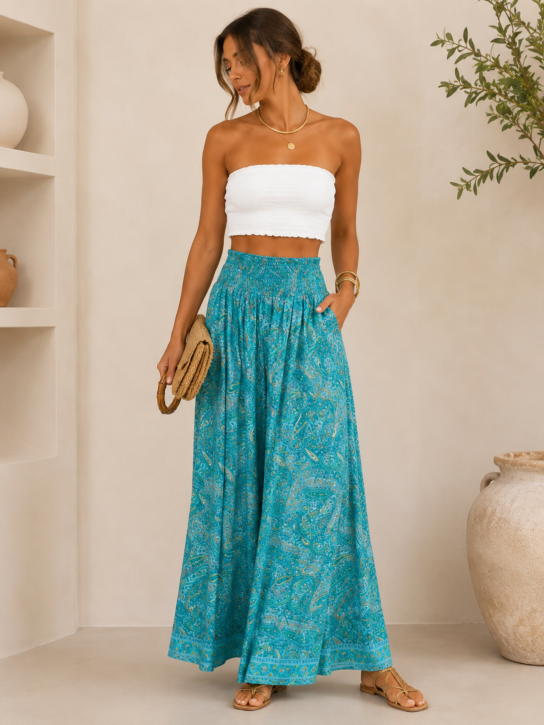 PANTALON SEDA ESTAMPADO
