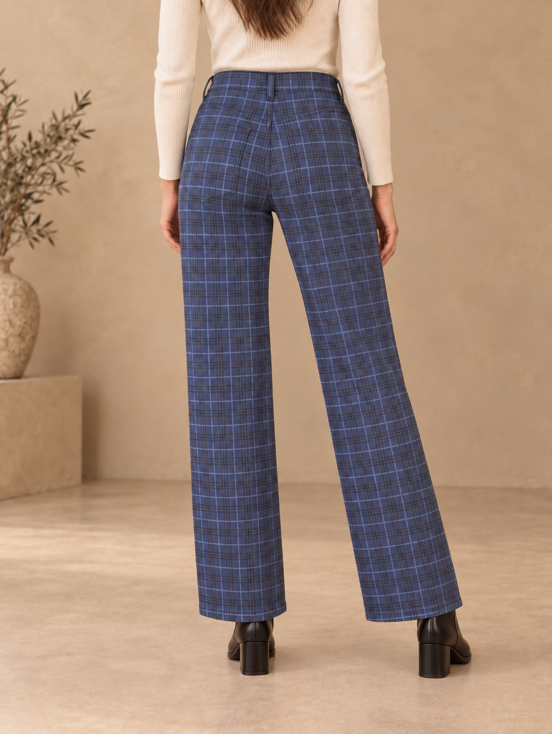 PANTALON VAQUERO CUADROS LEILA