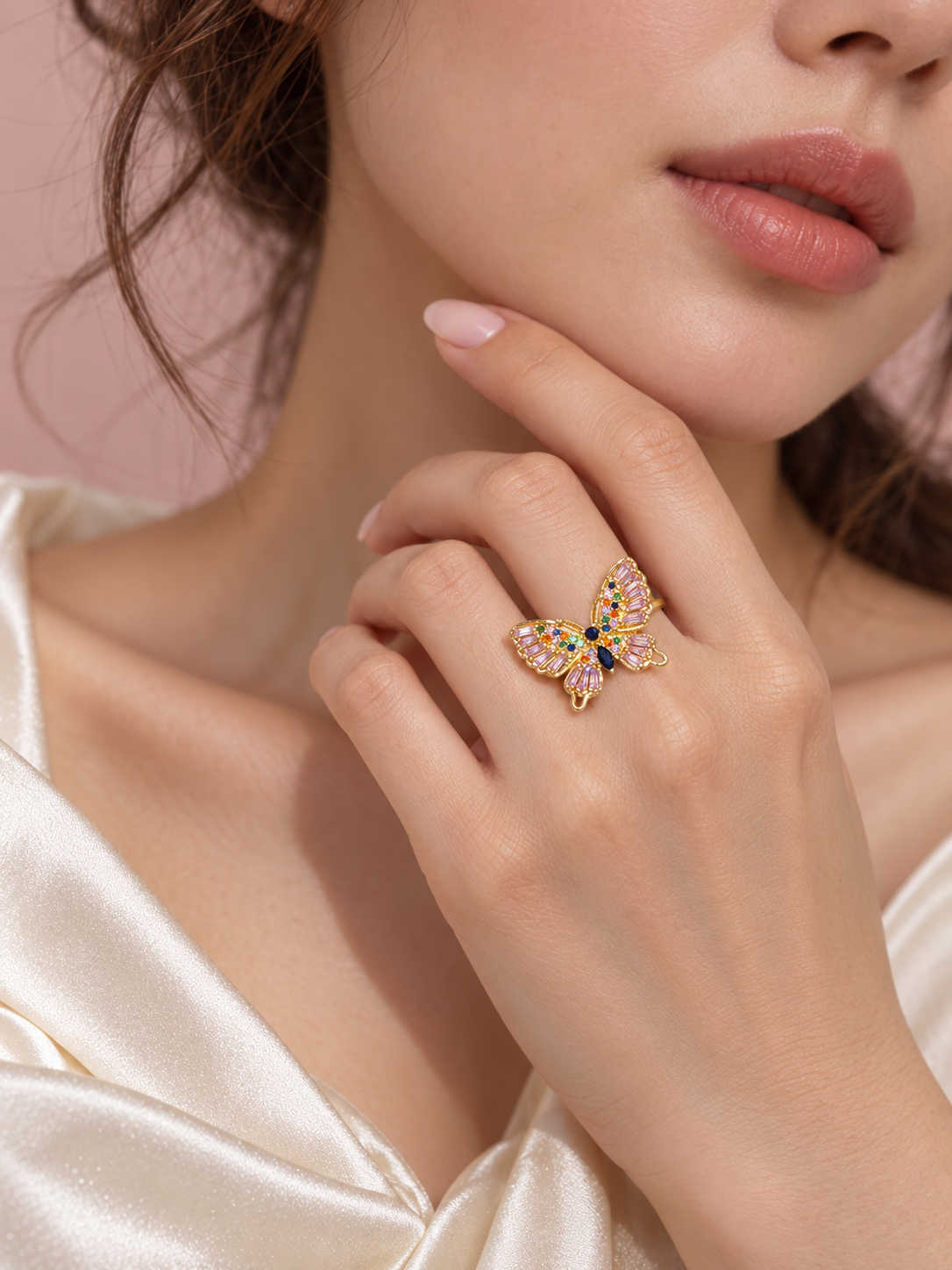 ANILLO MARIPOSA CRISTALES MULTICOLOR