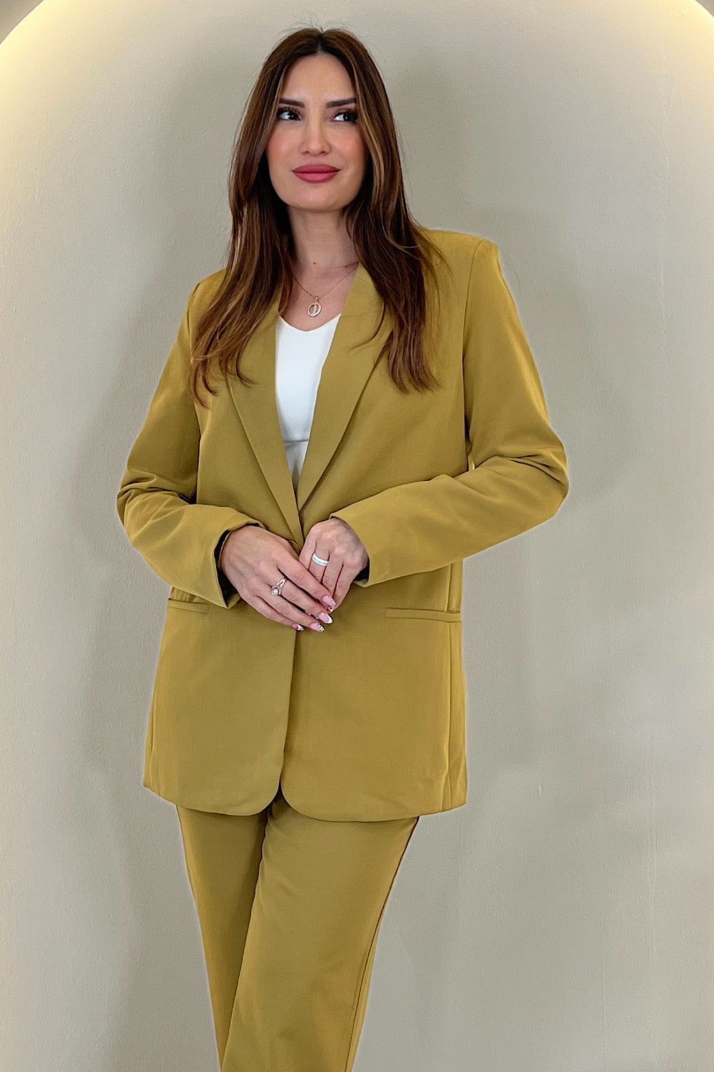 BLAZER STRUCTURÉ KELLY MOUTARDE