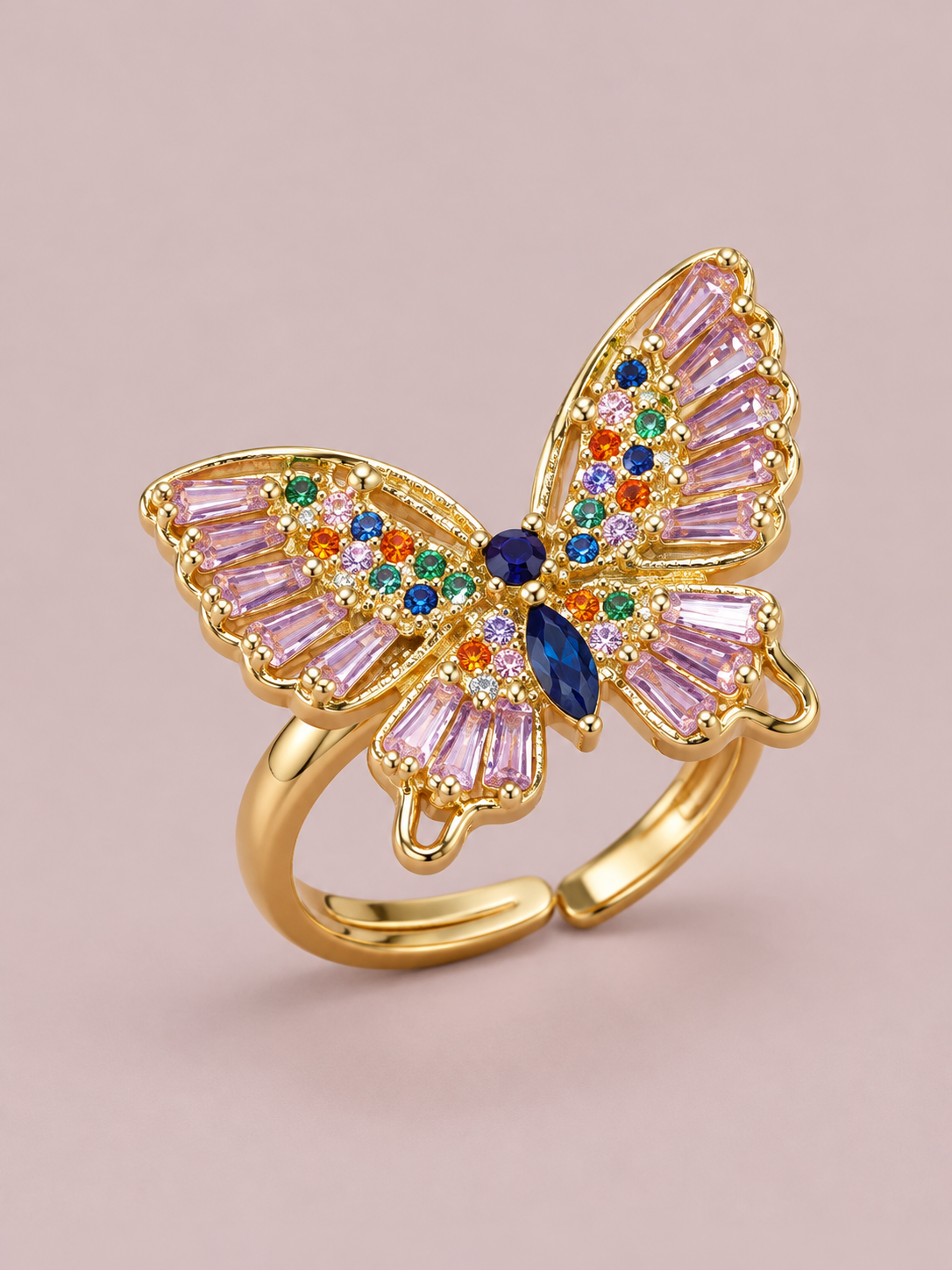 ANILLO MARIPOSA CRISTALES MULTICOLOR