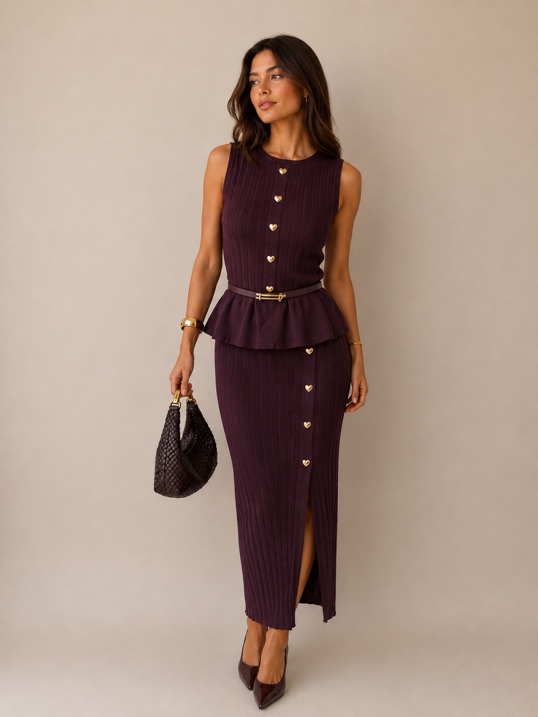 CONJUNTO DE PUNTO TOP + FALDA CORAZONES