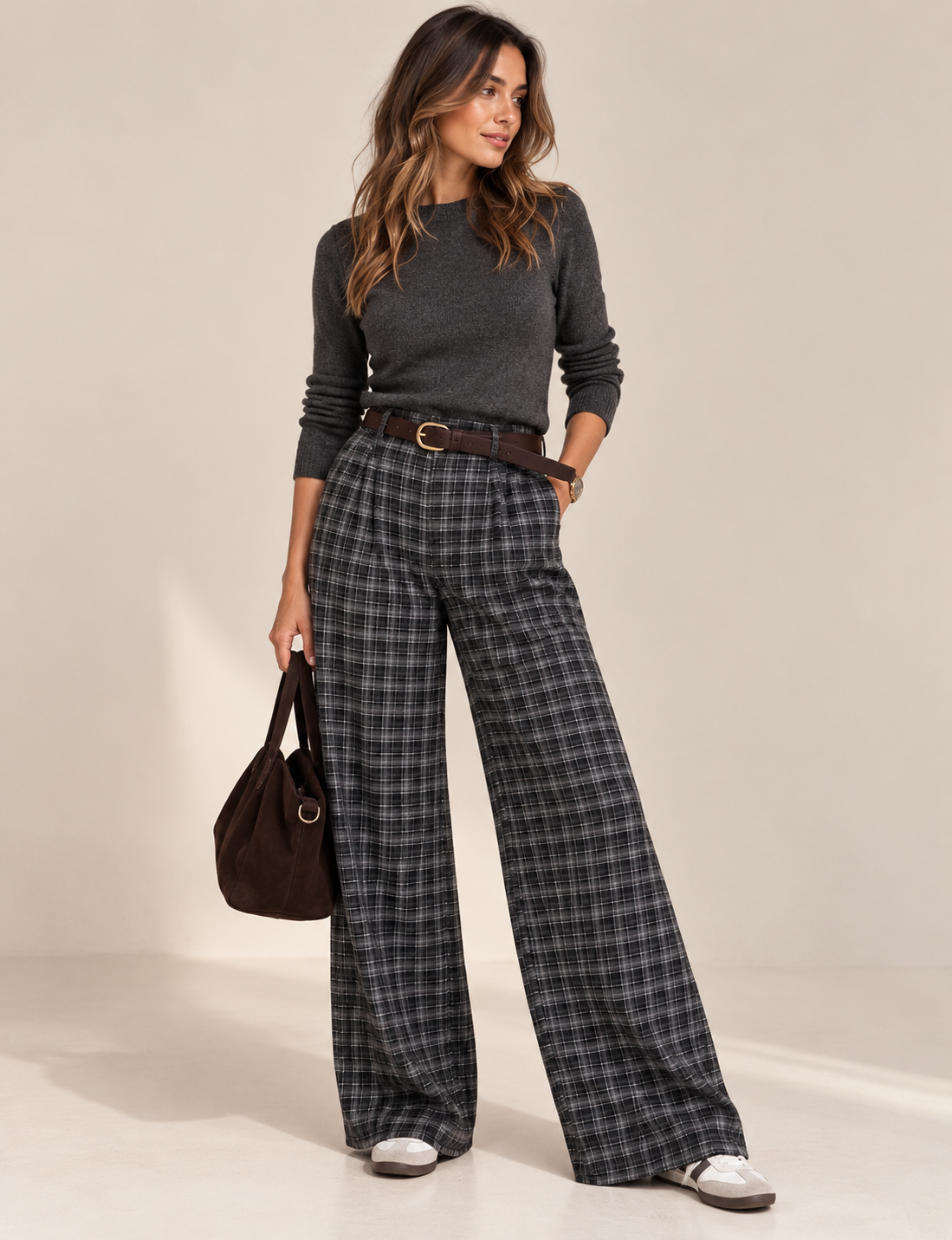 PANTALON CUADROS CON CINTURON