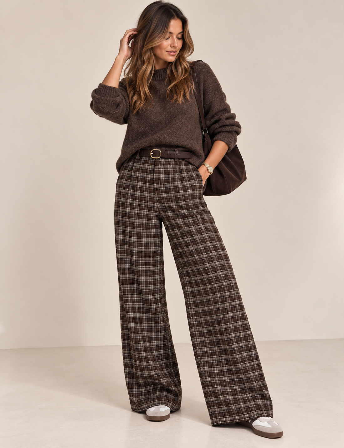 PANTALON CUADROS CON CINTURON
