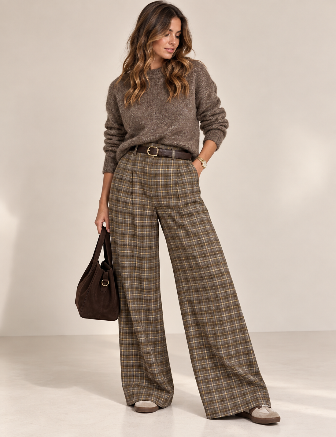 PANTALON CUADROS CON CINTURON