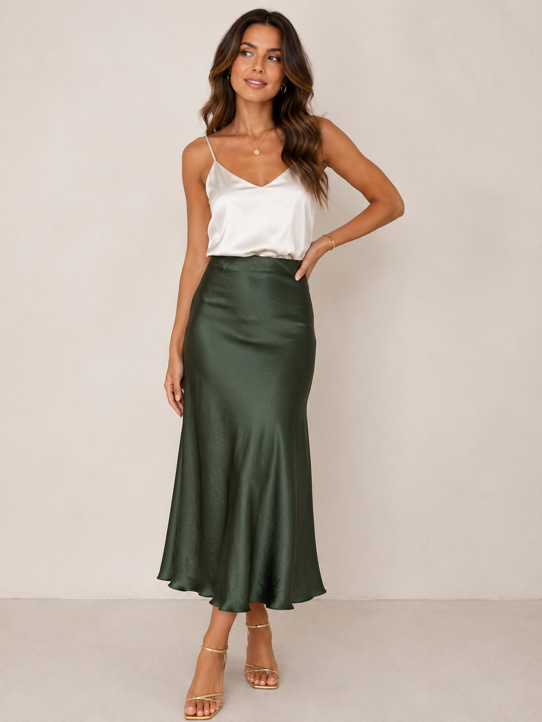 FALDA SATINADA MIDI ANAIS