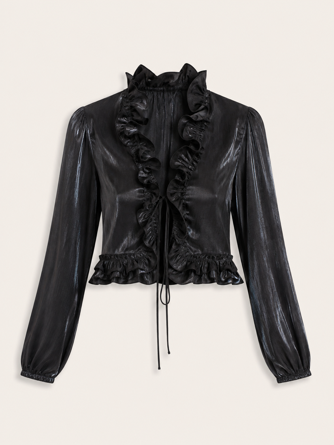 CHAQUETA SATIN BRILLATE VOLANTES