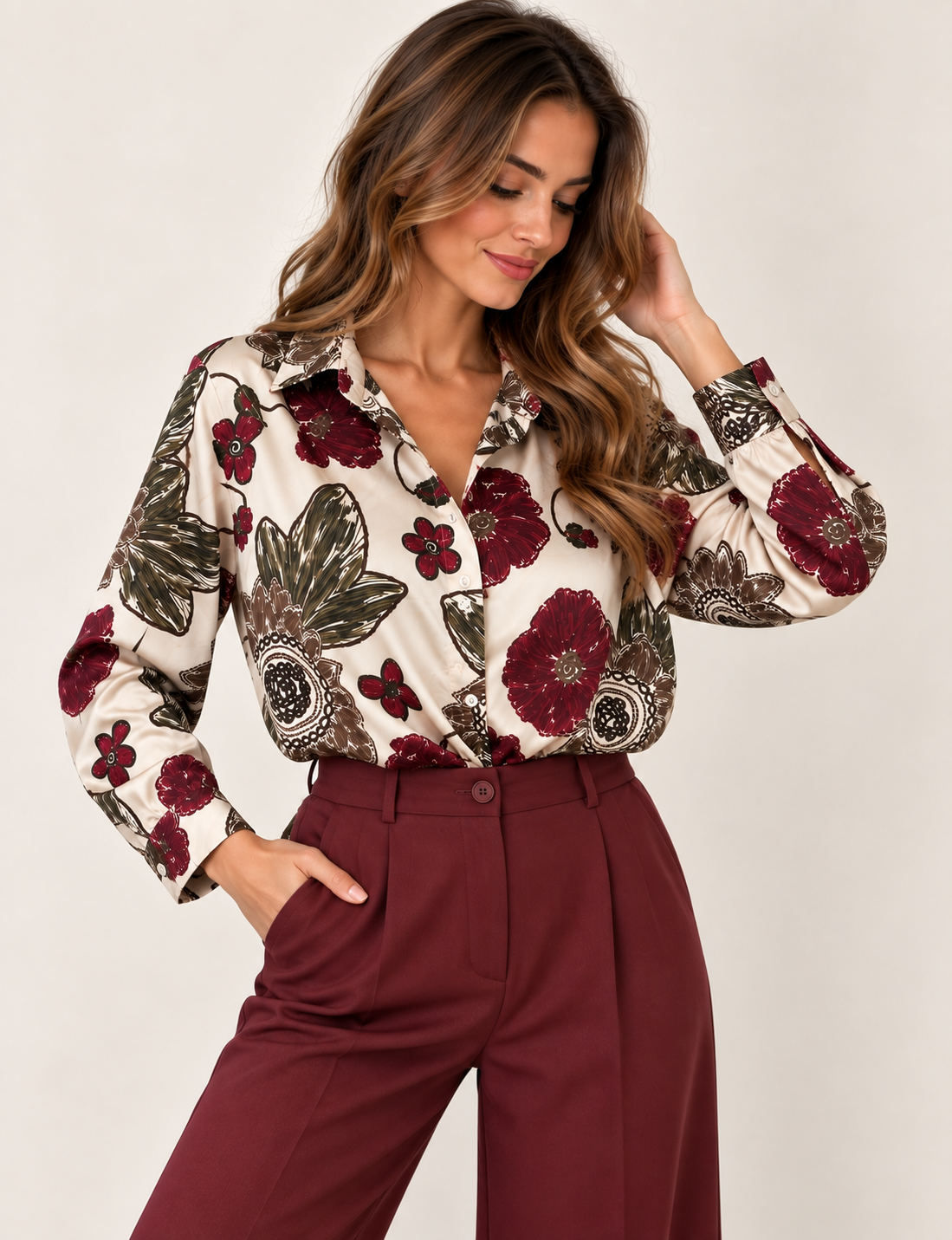 CAMISA SATINADA FLORES
