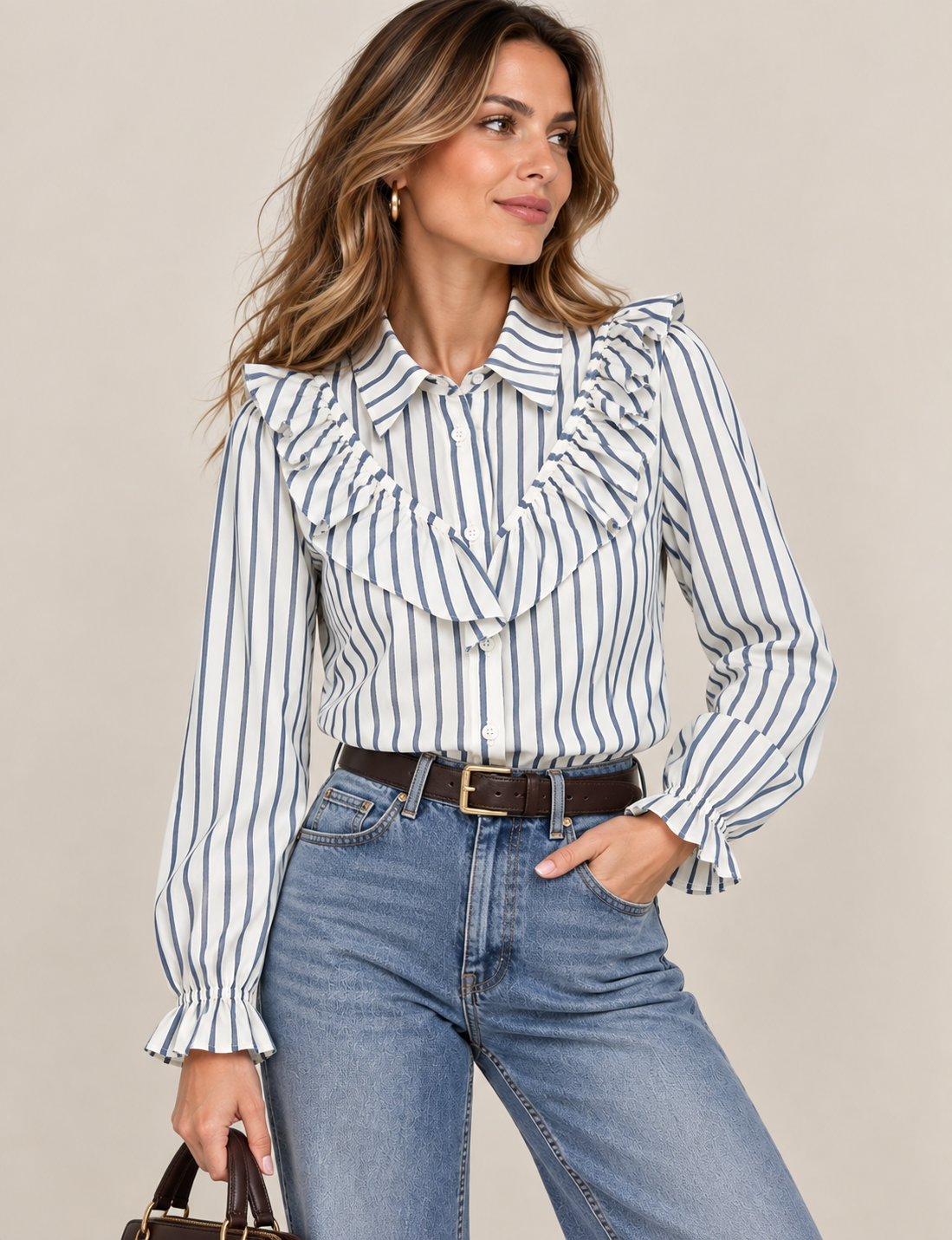 CAMISA RAYAS VOLANTES AURORA