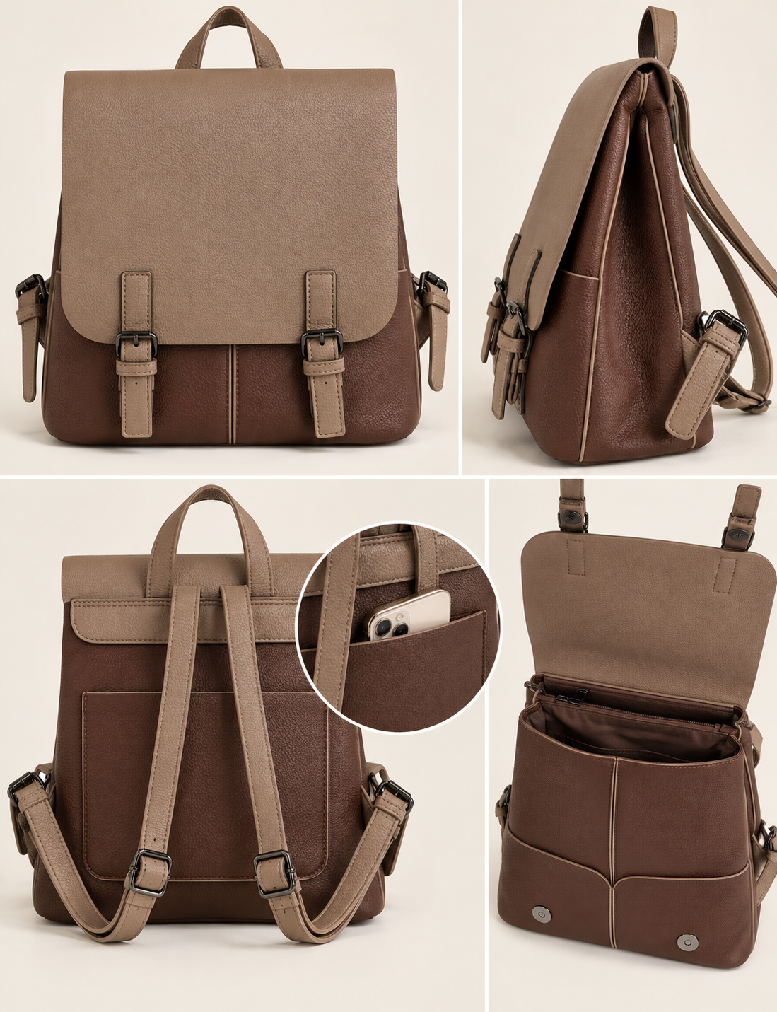 MOCHILA POLIPIEL CON HEBILLAS