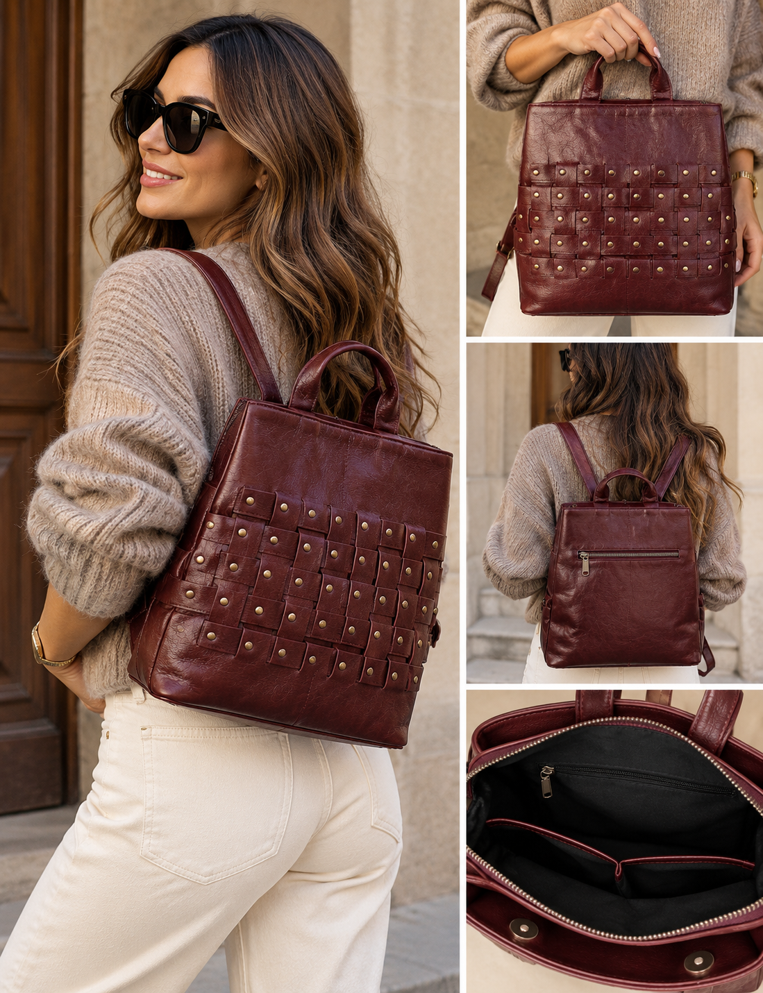 MOCHILA TRENZADA TACHUELAS