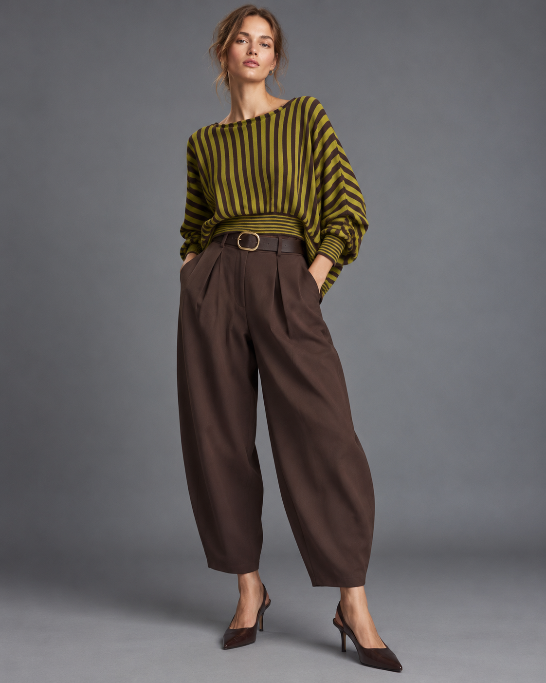 PANTALON GLOBO VESTIR CON CINTURON