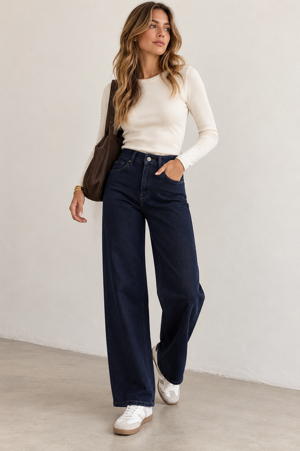 PANTALON VAQUERO OSCURO EFECTO FAJA