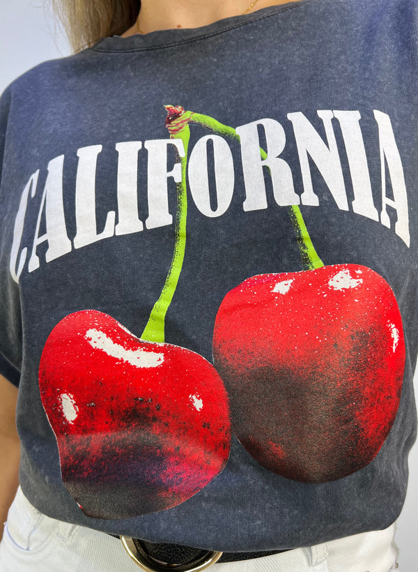 CAMISETA CEREZAS CALIFORNIA GRIS