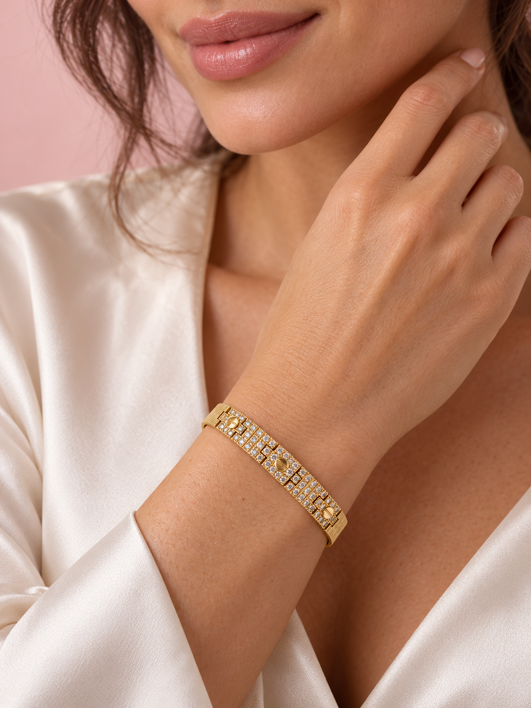 Pulsera eslabones cristales en modelo