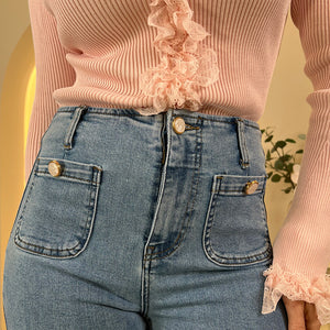 PANTALON BOLSILLOS BOTON NACAR AZUL