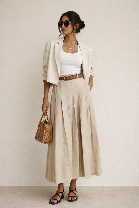 FALDA LARGA PLISADA ROMA
