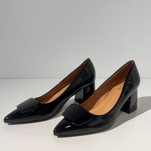 ZAPATO SALON BLOCK CHAROL NEGRO