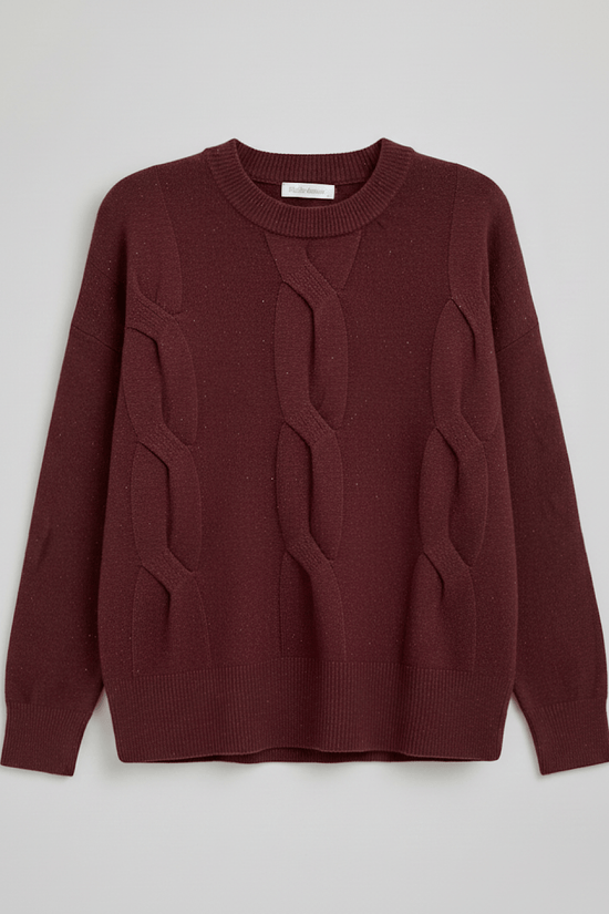Zopfstrickpullover mit Glitzer
