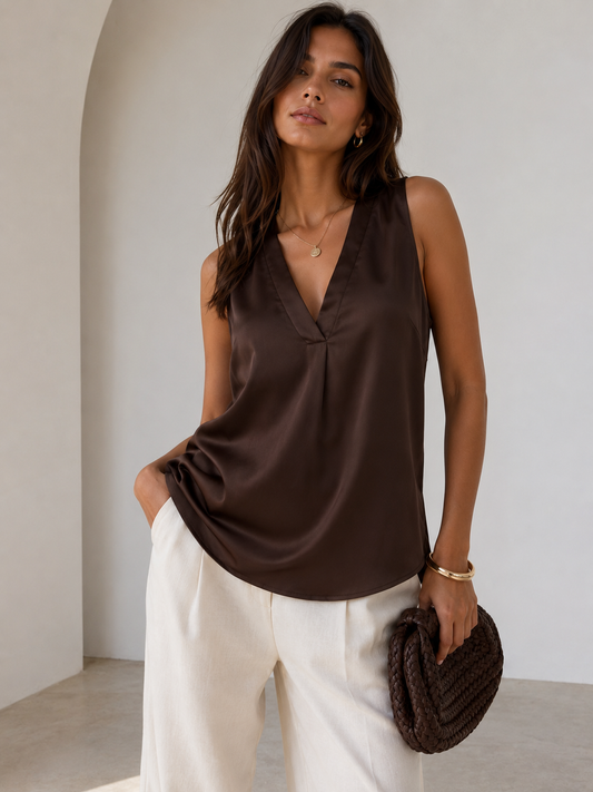 BLUSA SATINADA ESCOTE V
