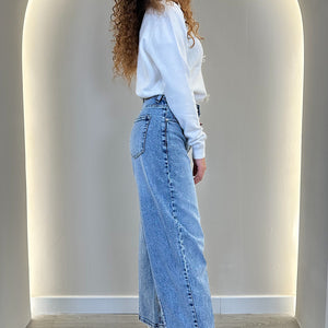 PANTALON VAQUERO CLARO MOM FIT