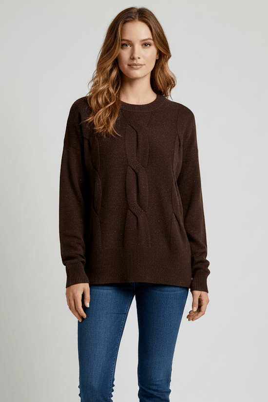 Zopfstrickpullover mit Glitzer