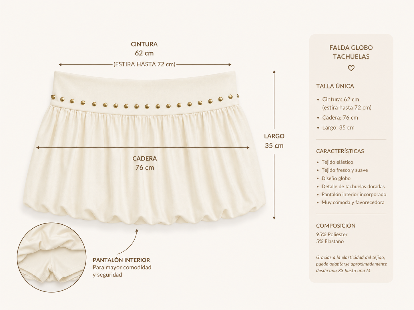 FALDA PANTALON TACHUELAS