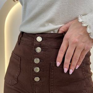 PANTALON ABOTONADO WIDE LEG MARRON
