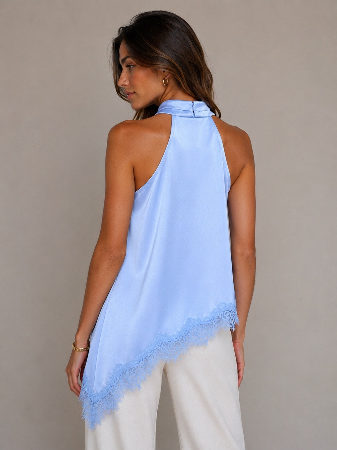 BLUSA SATEN CUELLO HALTER