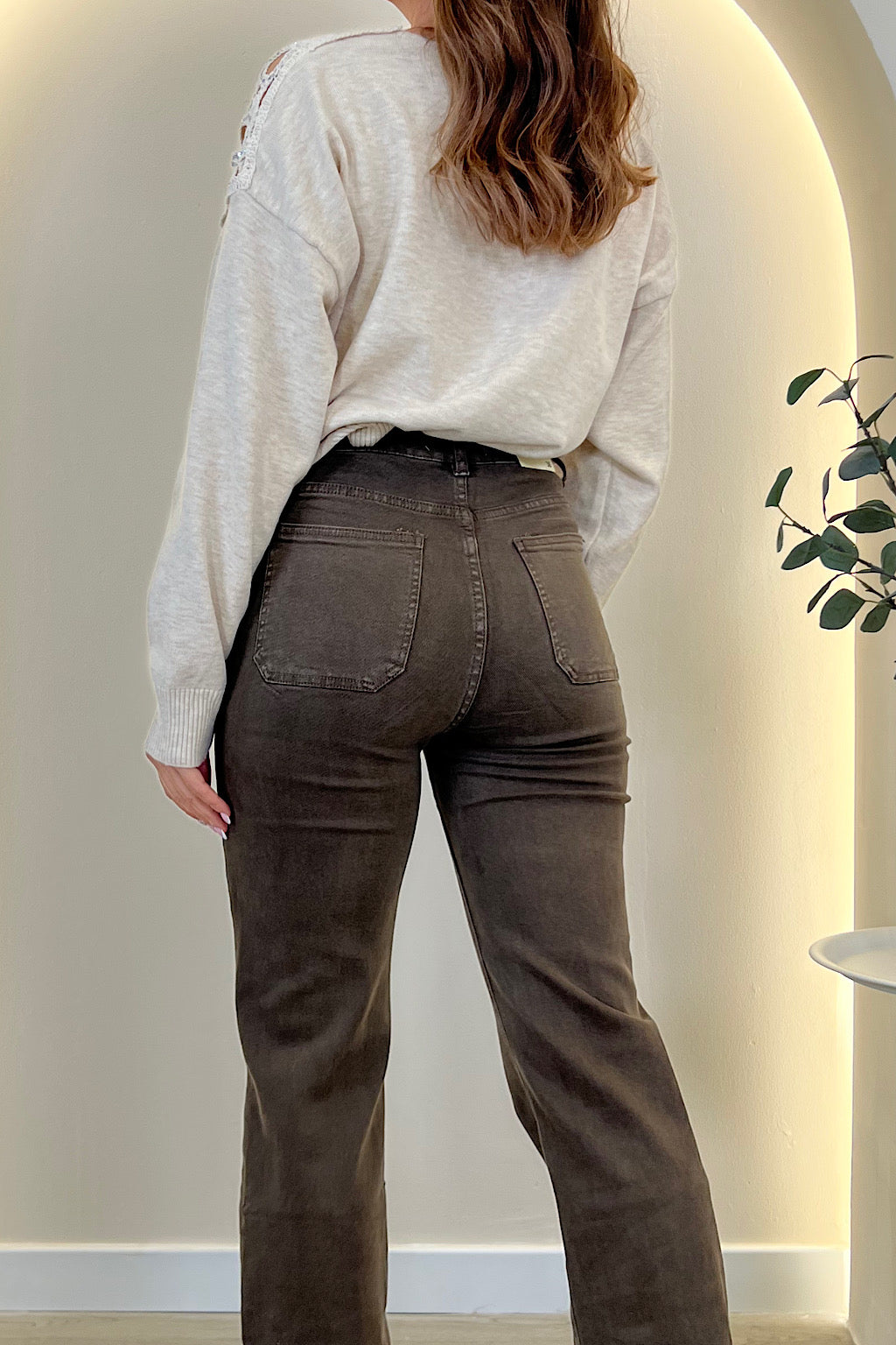 PANTALON WIDE LEG CAFE