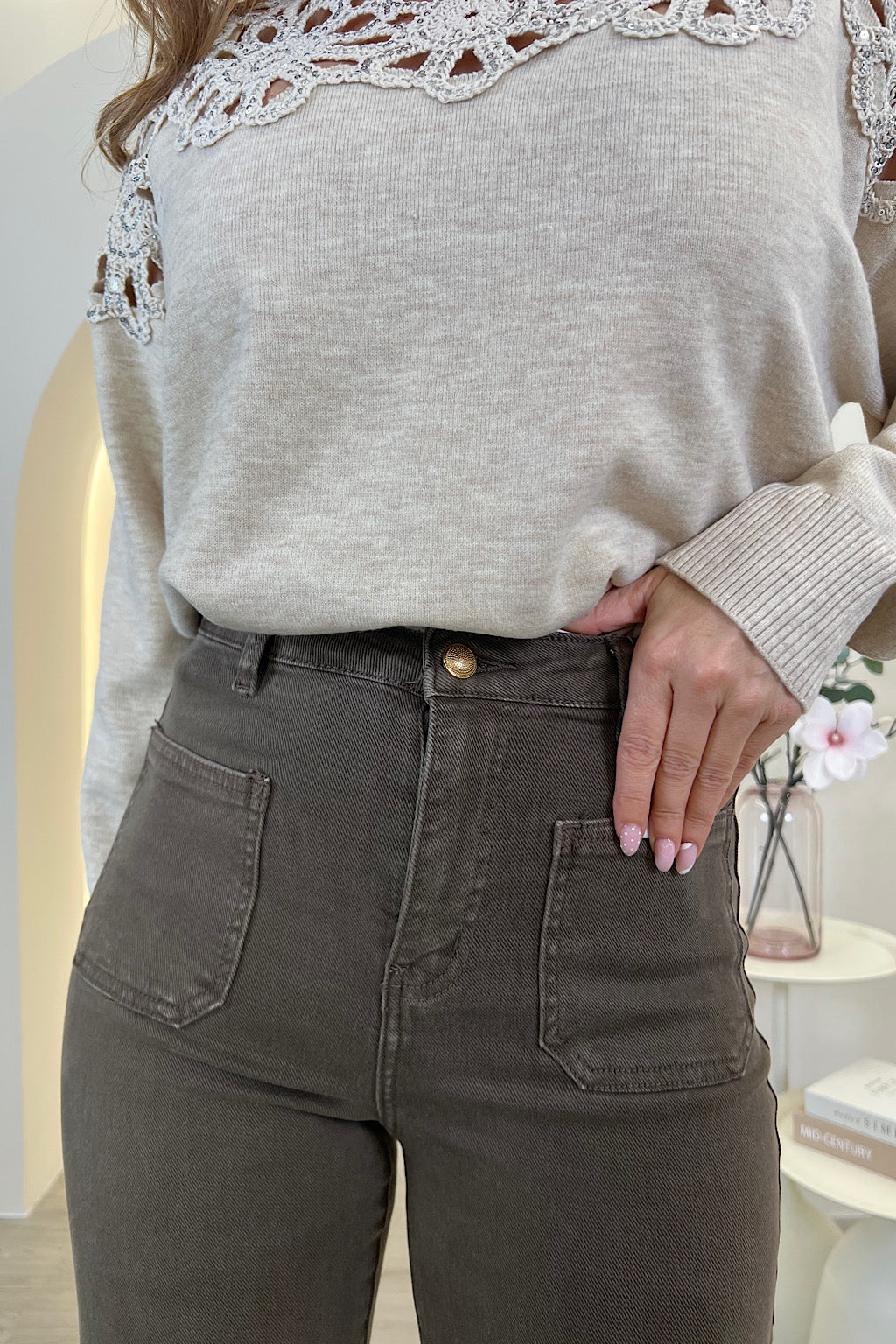 PANTALON WIDE LEG CAFE