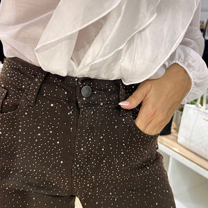 PANTALON VAQUERO CRISTALES BROWN