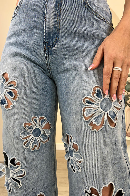 JEANS LARGE FLEUR