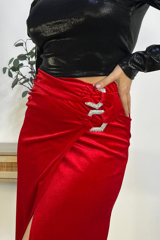 FALDA TERCIOPELO HEBILLA STRASS