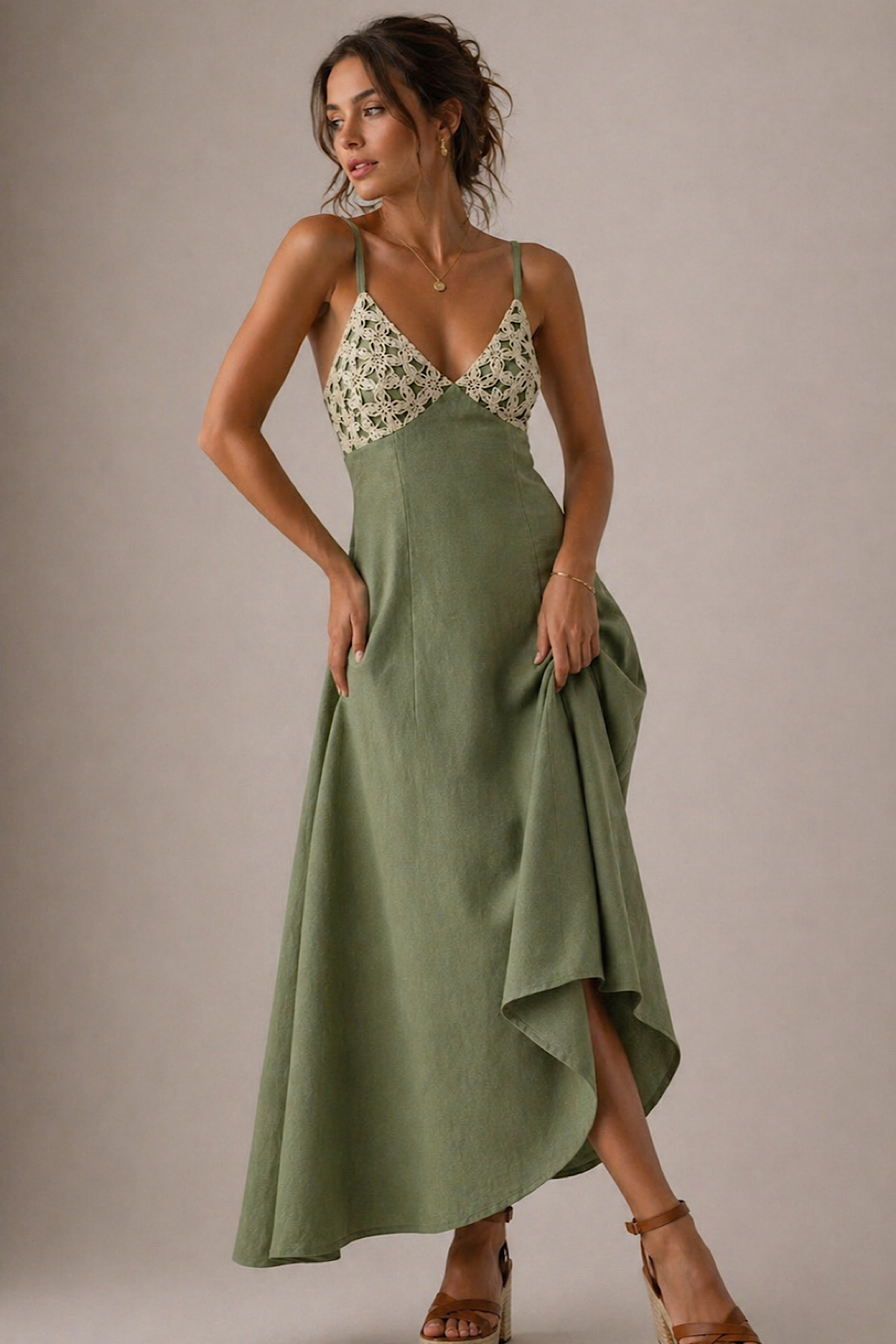 VESTIDO LARGO PECHO CROCHET