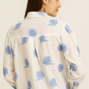 CAMISA BORDADO FLORES BLUE