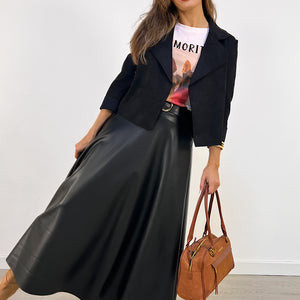 FALDA LARGA POLIPIEL CON CITURÓN