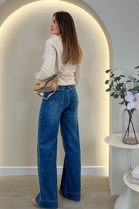 PANTALON VAQUERO TACHUELAS LAULIA