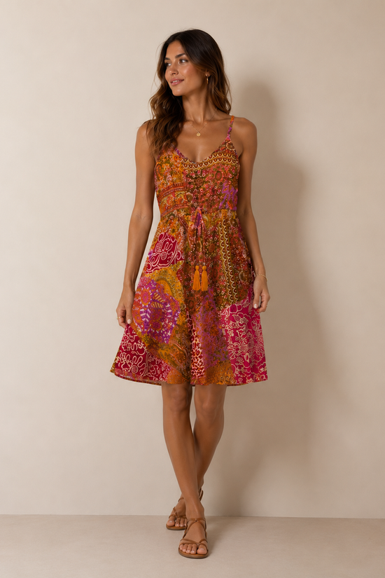VESTIDO ESTAMPADO SEDA TIRANTE FINO