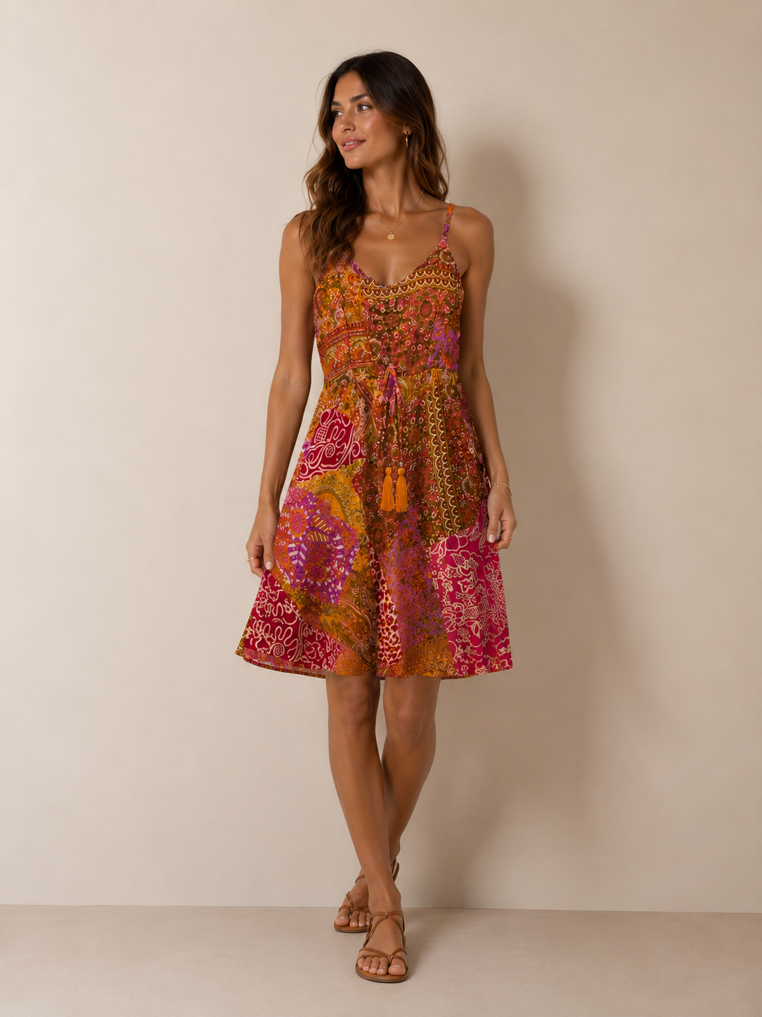 VESTIDO ESTAMPADO SEDA TIRANTE FINO