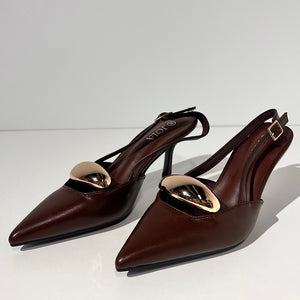 ZAPATO TACON DESTALONADO MARRÓN