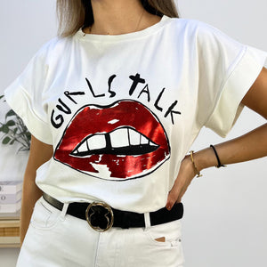 CAMISETA LABIOS ROJOS