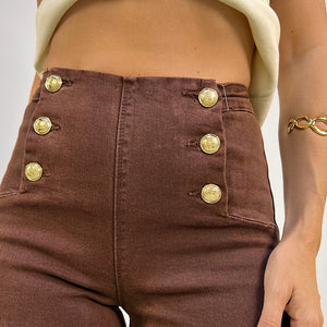 PANTALON BOTONES DORADO MARRON