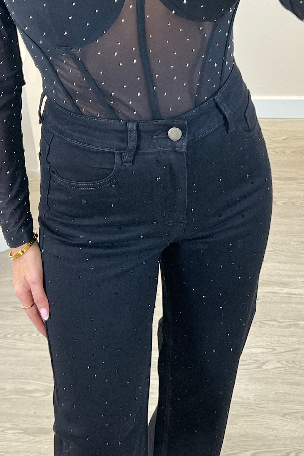 PANTALON VAQUERO BLACK CRISTALES