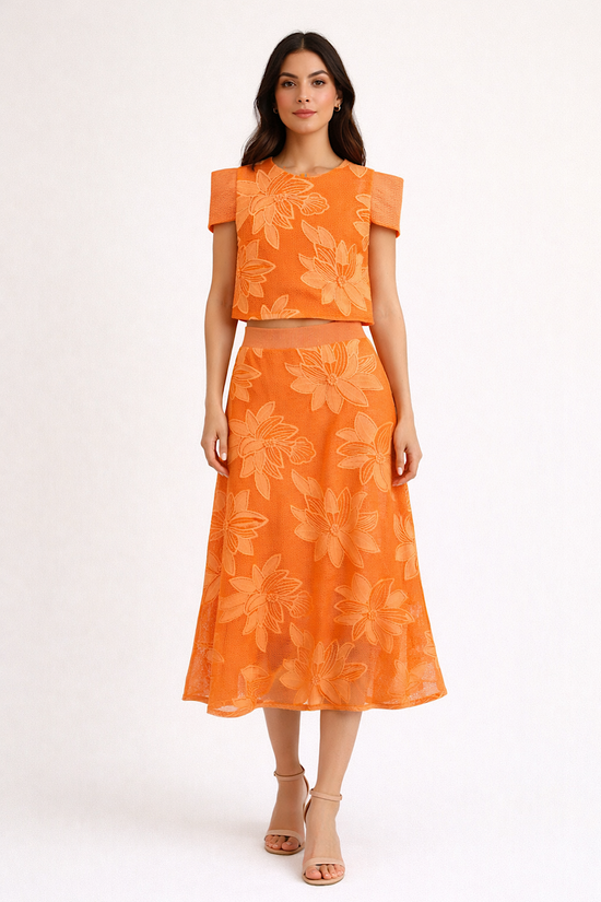 ENSEMBLE TEXTURÉ BRODÉ FLORAL