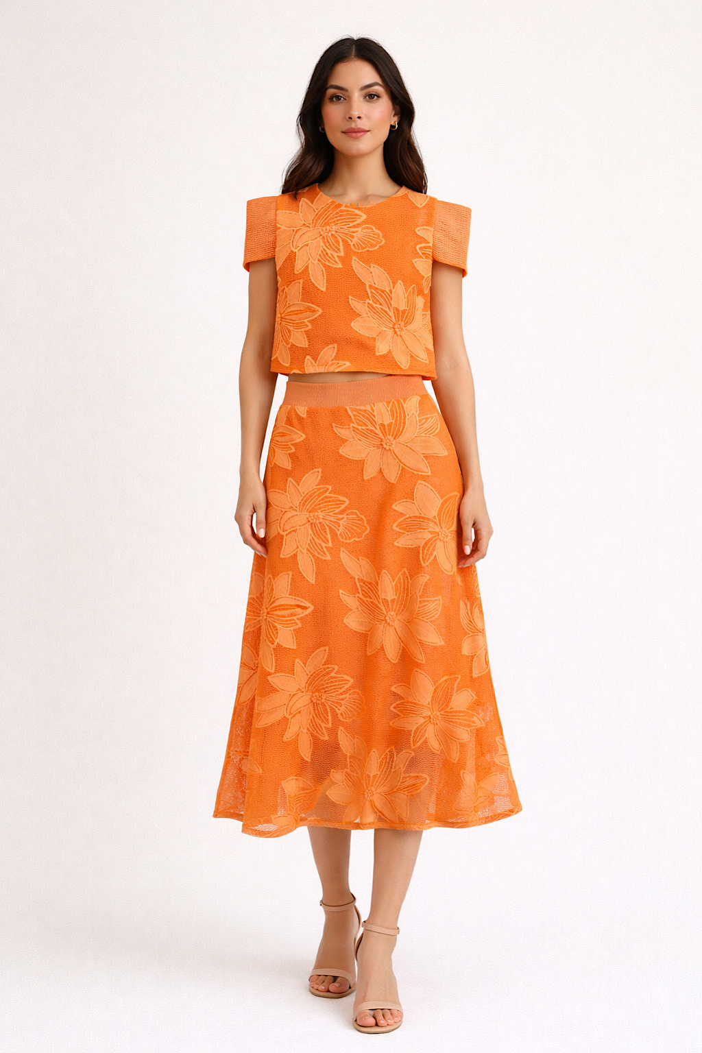 ENSEMBLE TEXTURÉ BRODÉ FLORAL