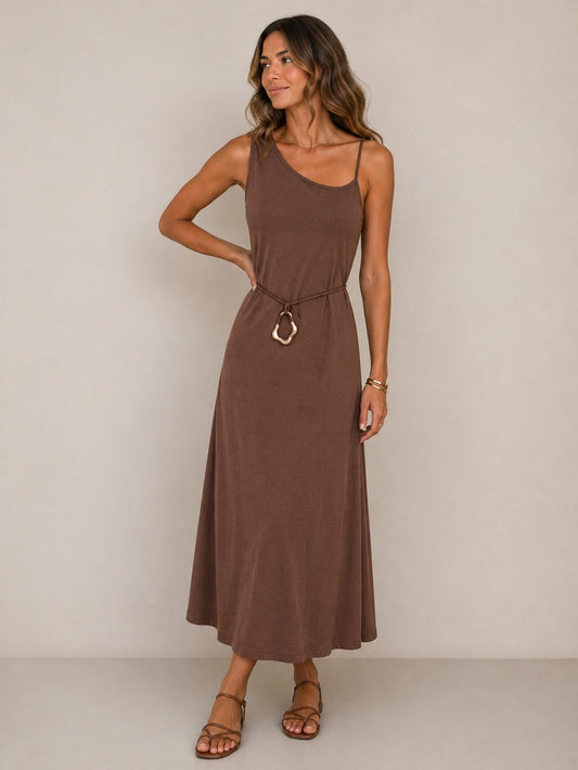 VESTIDO LARGO PUNTO CINTURON