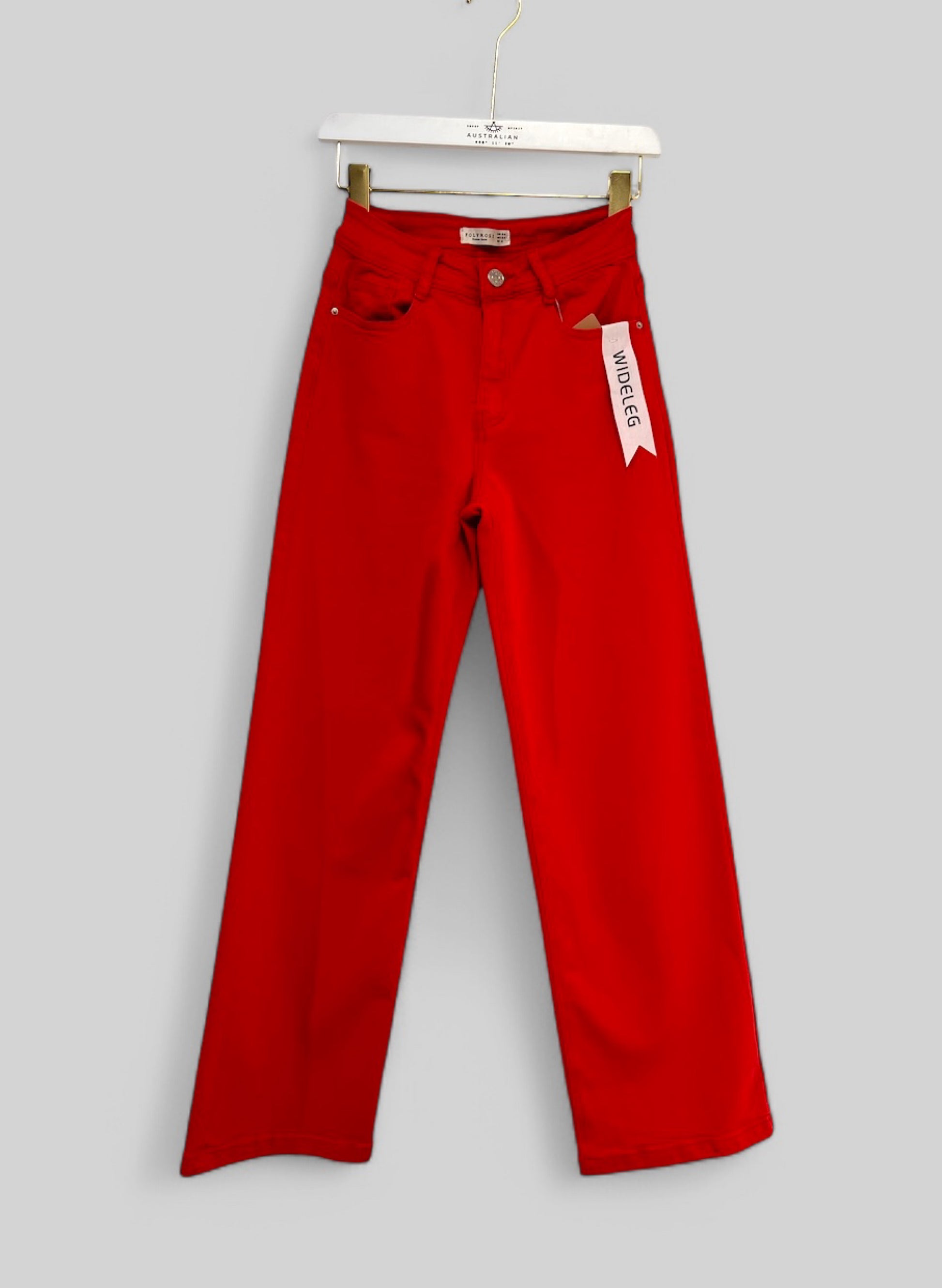 PANTALON VAQUERO WIDELEG ROJO
